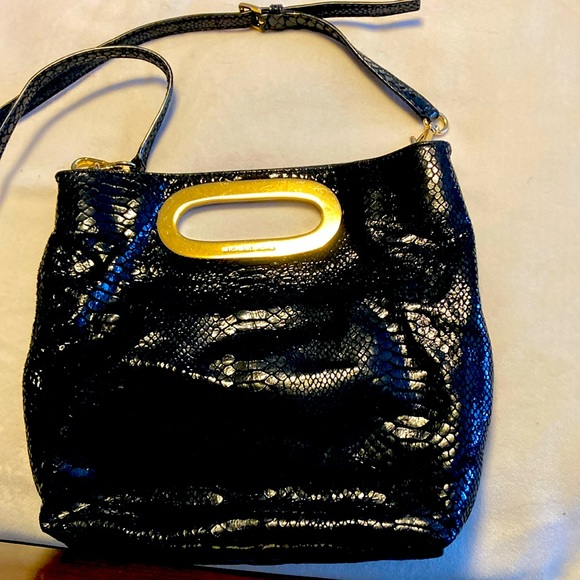 Michael Kors snakeskin black leather clutch bag - Picture 1 of 5